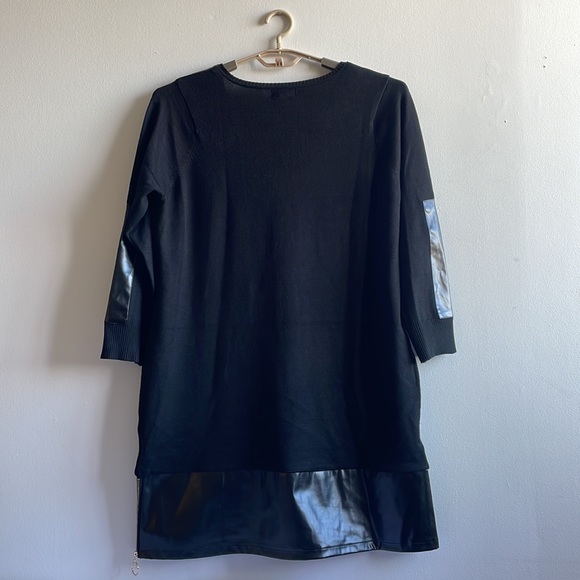 Black Knit Vegan Leather Dress XL Say What? - Picture 4 of 7